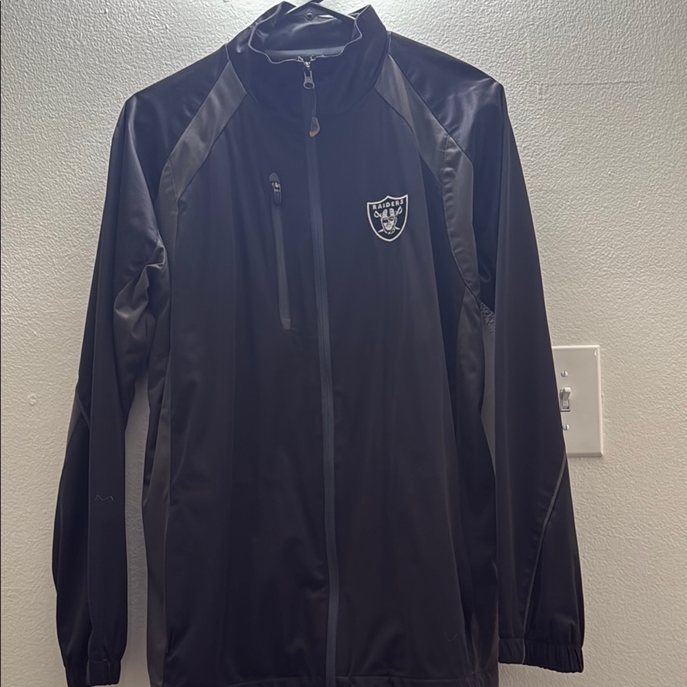Antigua Black Windbreaker with High Collar and Quarter-Zip